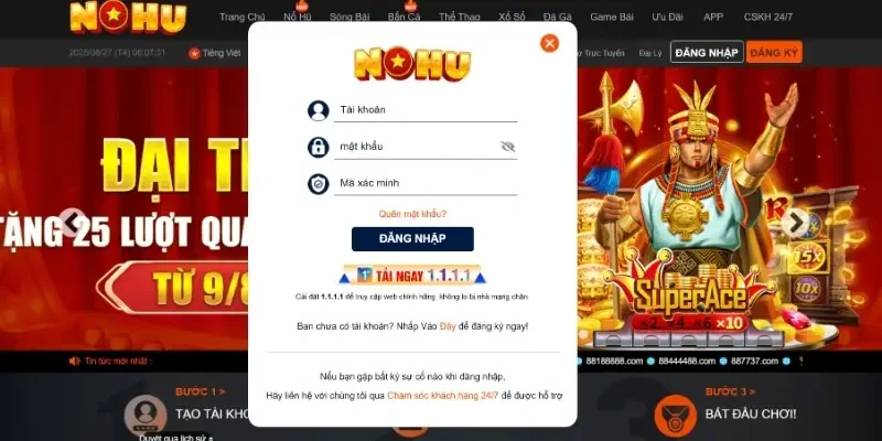 Quy trình nhấn chọn đăng nhập cổng game Nohu52 an toàn nhất